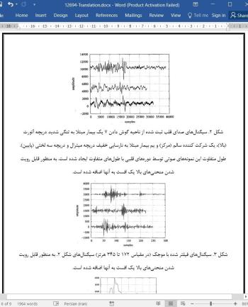 ترجمه مقاله تشخیص تنگی دریچه ائورت با تحلیل همبستگی صداهای قلب فیلتر شده با موجک