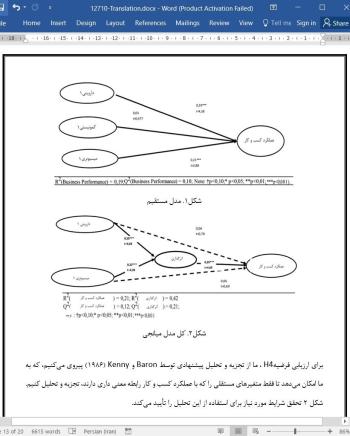 ترجمه مقاله تاثیر هویت اجتماعی کارآفرین بر عملکرد کسب و کار از طریق اثر گذاری