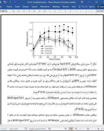 ترجمه مقاله تصویربرداری CEST MR در شرایط In Vivo از رگزایی تومور مغز موش های U87